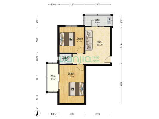 中联西北工程设计研究院家属院(莲湖) 2室1厅1卫 62平方