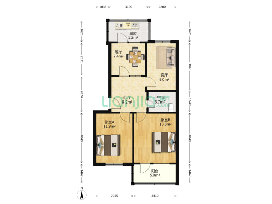 万寿新街 2室2厅1卫 90平方