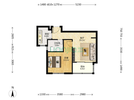 练祁佳城盛蔷坊秋竹路1001弄 1室1厅1卫 69平方