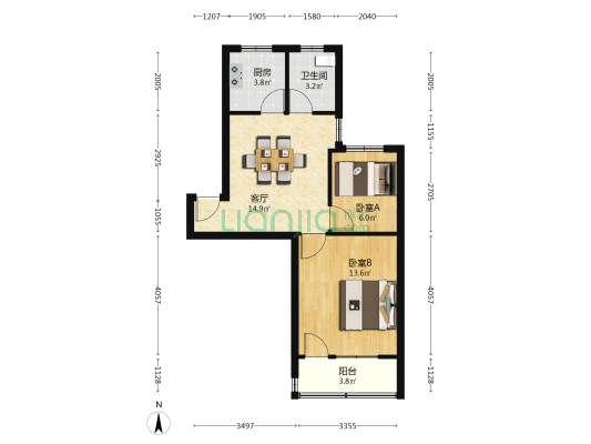 黄海路20号 2室1厅1卫 56平方