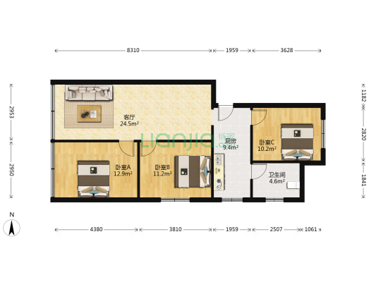 书院路一段169号 3室1厅1卫 92平方