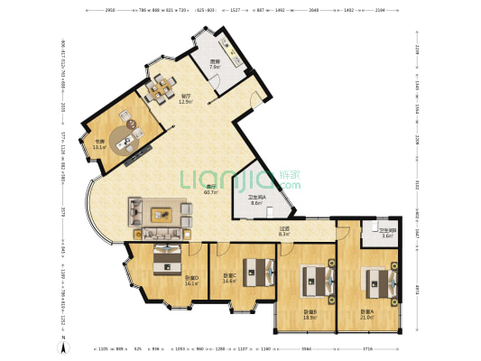 悠雅公寓 5室2厅2卫 220平方