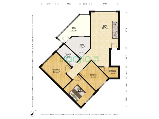 新园大道296号院 1室1厅1卫 107平方