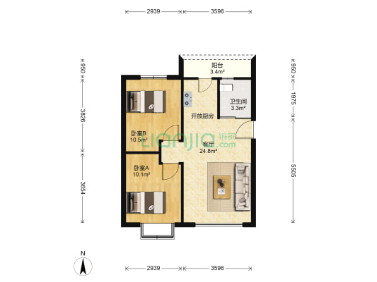 雨润星雨华府 2室1厅1卫 78平方
