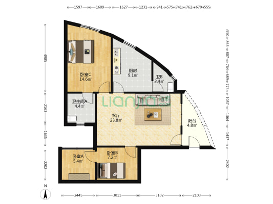 富民楼(顺德) 3室1厅2卫 84平方