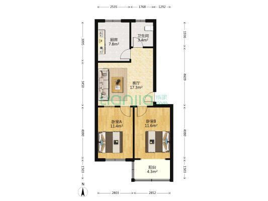 百乐小区 2室1厅1卫 71平方