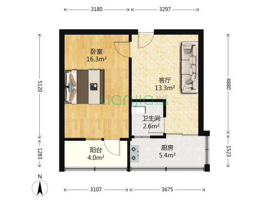 省规划院家属院 1室1厅1卫 43平方