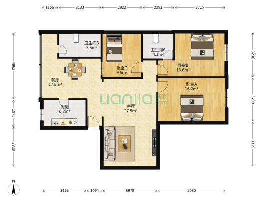 杭州中路56号 3室2厅2卫 123平方
