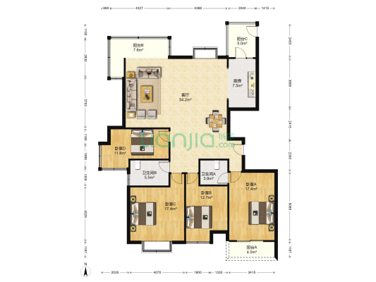 安德利花园 4室1厅2卫 187平方