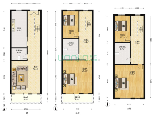 汇海山庄 4室1厅3卫 226平方