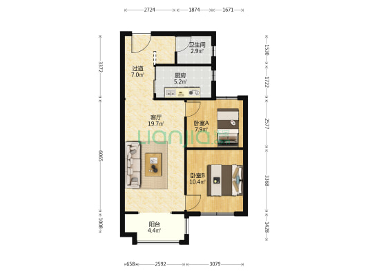 武汉城建·信达｜后湖里 2室1厅1卫 81平方