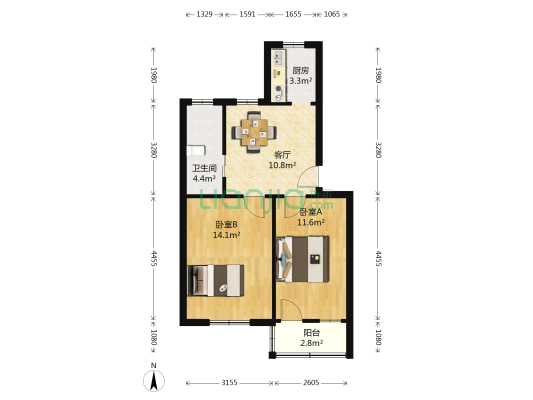 南苑小区 2室1厅1卫 58平方