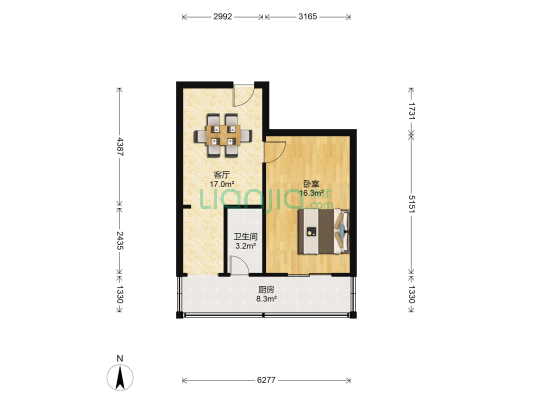 琴江公寓 1室1厅1卫 52平方