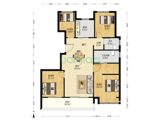 绿城·春熙云境 4室1厅2卫 142平方