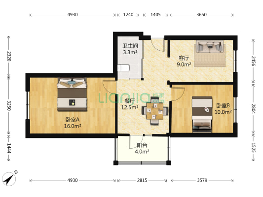 会展家园小区 2室2厅1卫 75平方