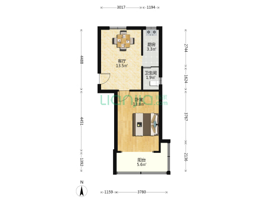 德胜巷98号 1室1厅1卫 47平方