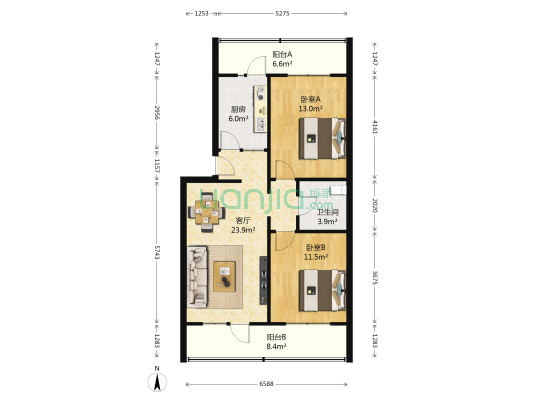二热家园（一区） 2室1厅1卫 72平方