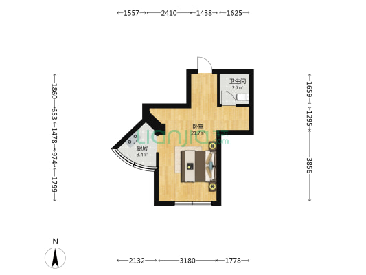 海洋大厦 1室0厅1卫 42平方