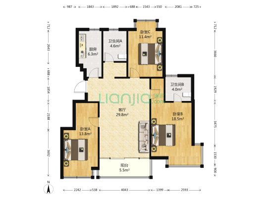 顺德华庭 3室1厅2卫 197平方