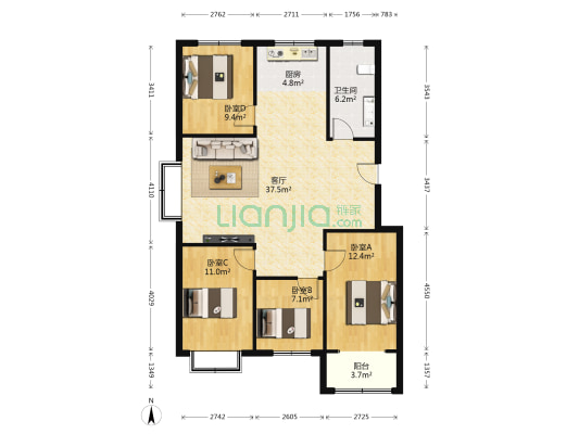 文博苑 4室1厅1卫 144平方