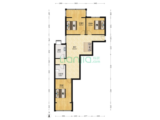 十里新村 3室1厅1卫 110平方