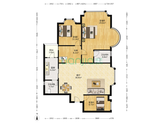 皇家翠苑 4室1厅2卫 143平方