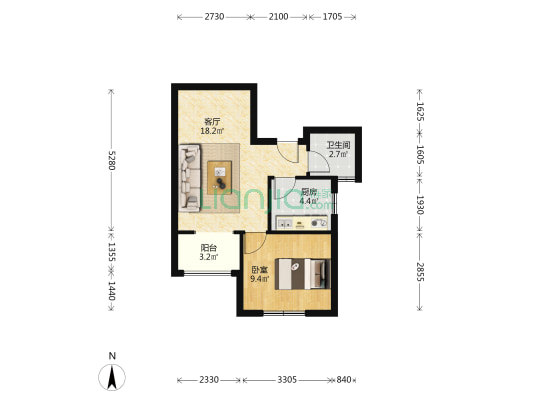 永祥苑小区 1室1厅1卫 59平方