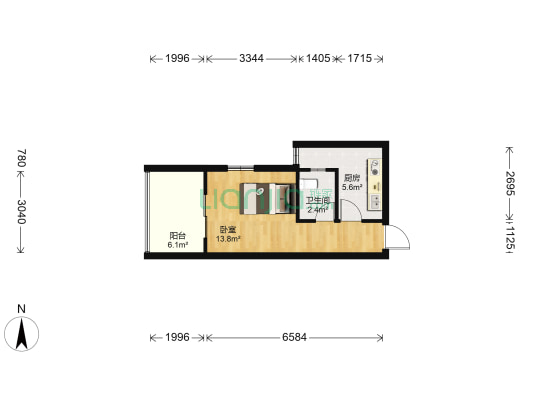 青橙267 1室0厅1卫 38平方
