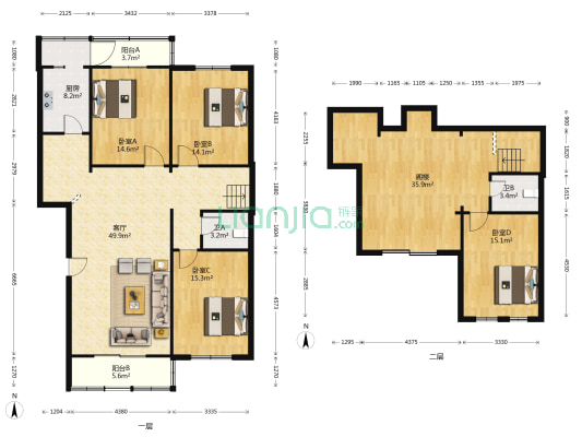 昱泉园 4室1厅2卫 230平方
