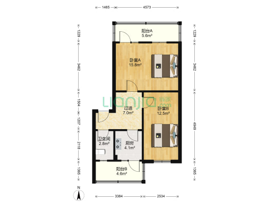 双林路26号 2室0厅1卫 60平方