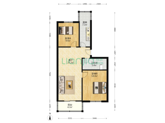 桃江里（河北区） 2室1厅1卫 87平方