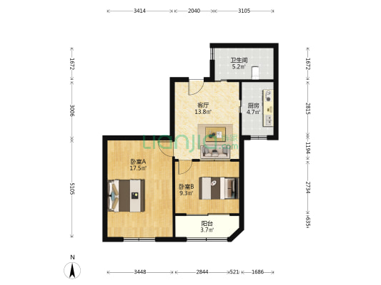 兴都大楼 2室1厅1卫 77平方