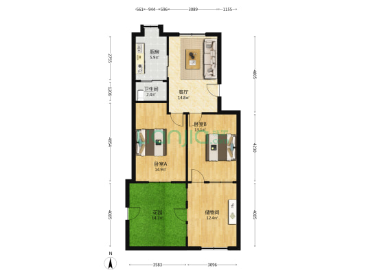 尤氨社区(新区) 2室1厅1卫 62平方