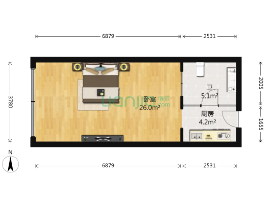 滨江雅居 1室0厅1卫 50平方
