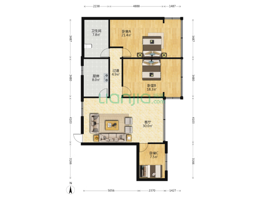 庆云街167号 3室1厅1卫 99平方