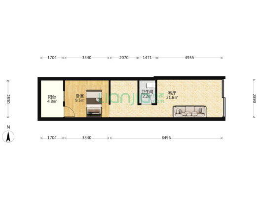 举人坦 1室1厅1卫 92平方