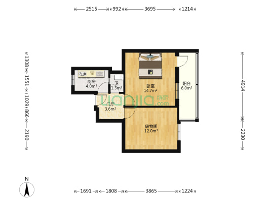 南纬路2号院 1室0厅1卫 48平方