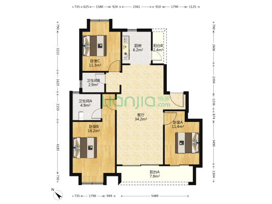 眉山富力院士廷 3室1厅2卫 120平方