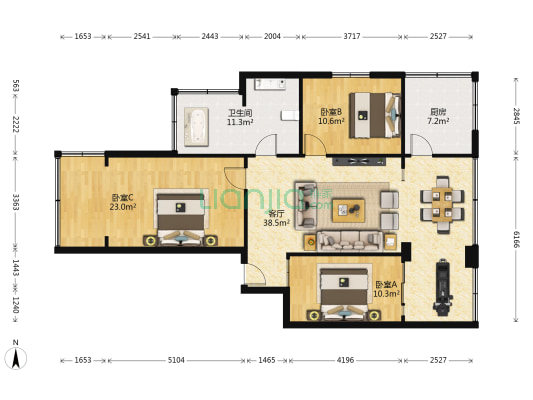 郑家台社区 3室1厅1卫 123平方