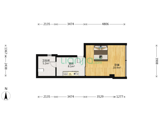 假日芳龄 1室0厅1卫 48平方