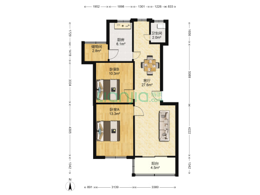 桑园路46号 2室1厅1卫 85平方