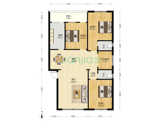 振发一里 4室2厅2卫 125平方
