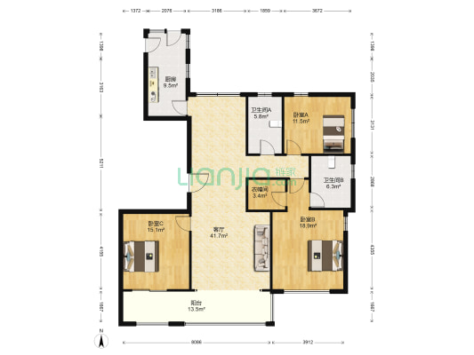 君熙太和 3室1厅2卫 162平方