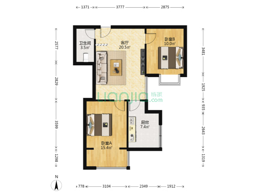 宏盛园小区 2室1厅1卫 80平方