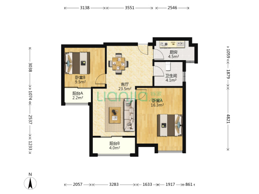 壹品嘉园 2室1厅1卫 86平方