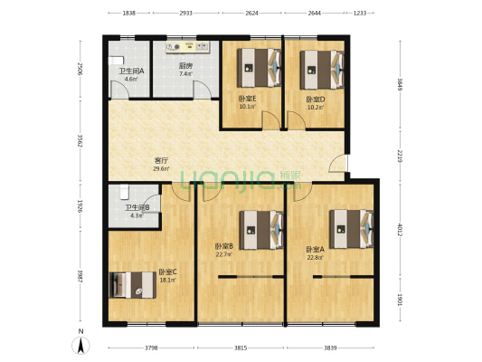 废旧物资市场宿舍 5室1厅2卫 157平方