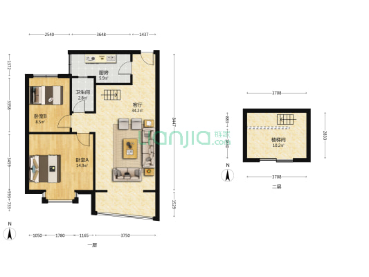 福苑美景 2室1厅1卫 88平方