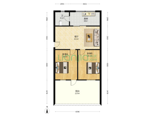 道塘巷2号 2室1厅1卫 92平方