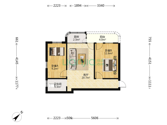 泰峰公寓 2室1厅1卫 61平方