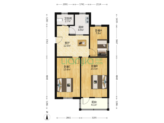 西杨安浜1-2号 3室1厅1卫 73平方